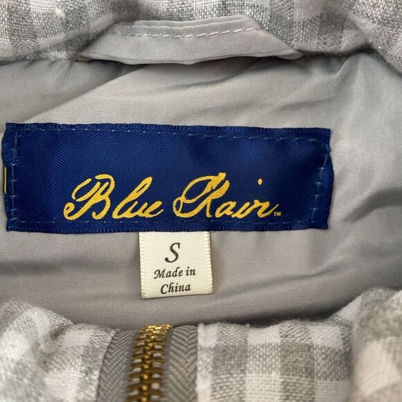 Blue Rain Grey and White Gingham Full Zip Vest Size Small - Picture 2 of 10